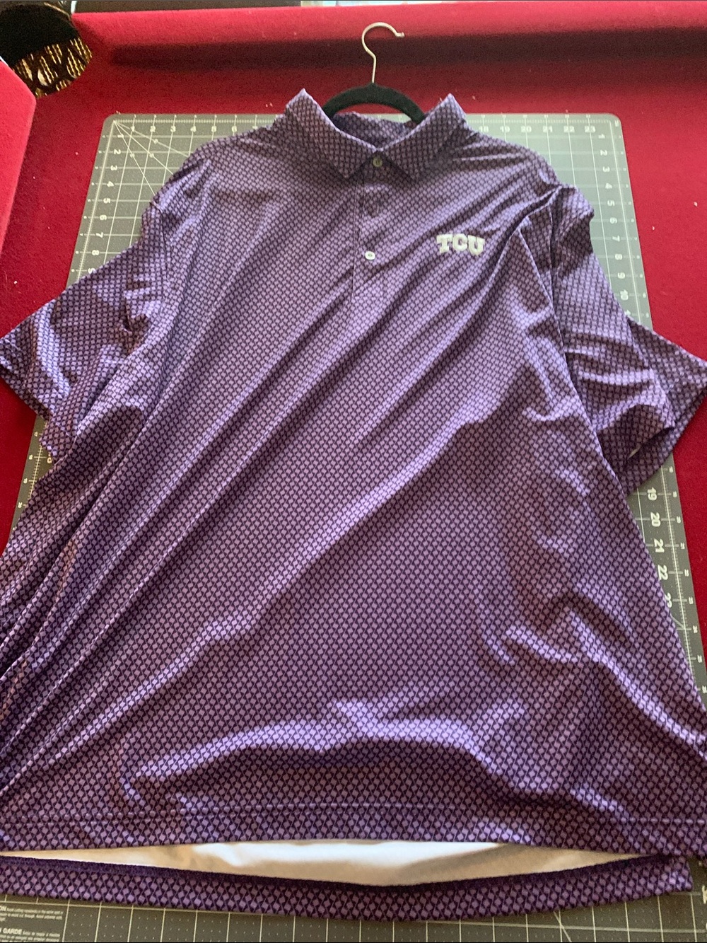 TC Purple Short-Sleeve Polo with Geometric Print